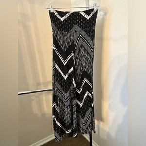 Daytrip Black and Light Pink Long Skirt with Foldover Waist - Small